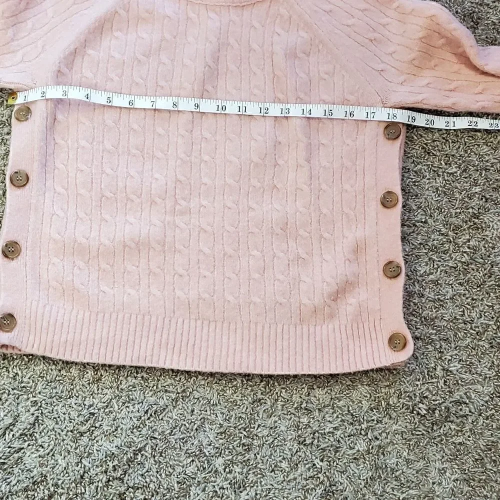 J.Crew  Blush Cable Knit Sweater with Side Buttons
